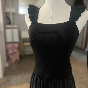 Janie and Jack Black Ruffle Strap Top